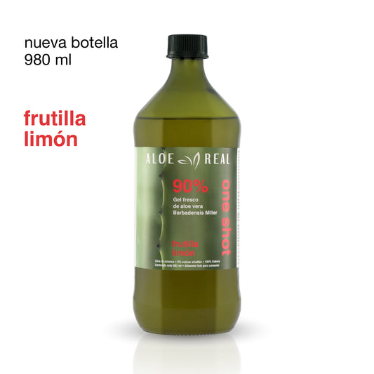 Gel fresco de 90% Aloe Vera - Sabor Frutilla Limón - 980 ml