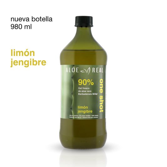 Gel fresco de 90% Aloe Vera - Sabor Limón Jengibre - 980 ml