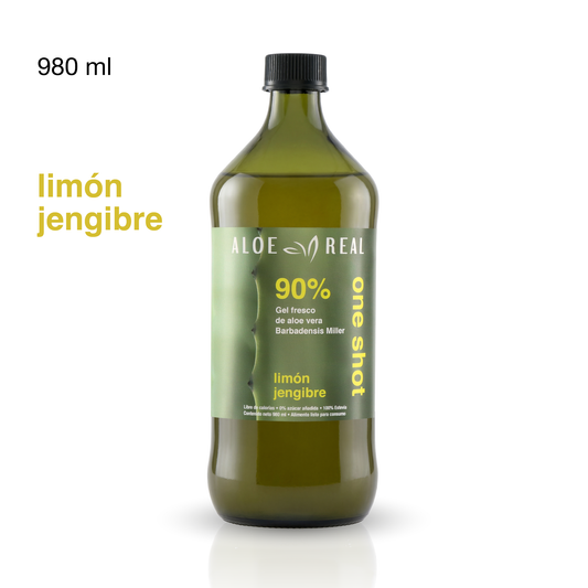 Gel fresco de 90% Aloe Vera - Sabor Limón Jengibre - 980 ml