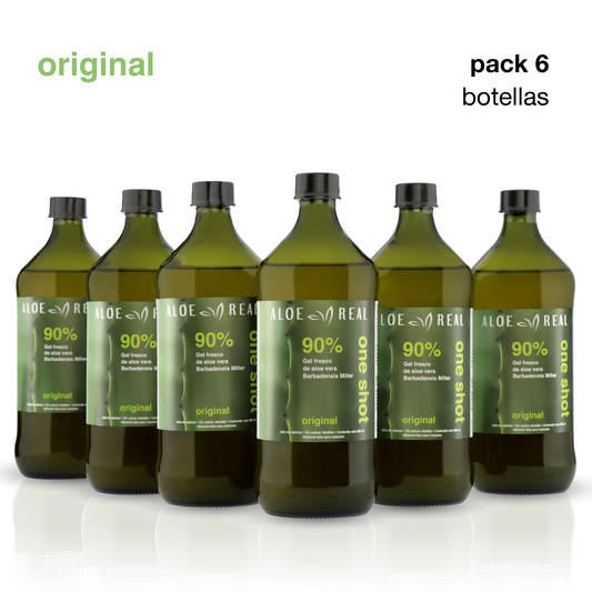 Pack 6 botellas - Gel fresco de 90% Aloe Vera - Sabor Original - 980 ml