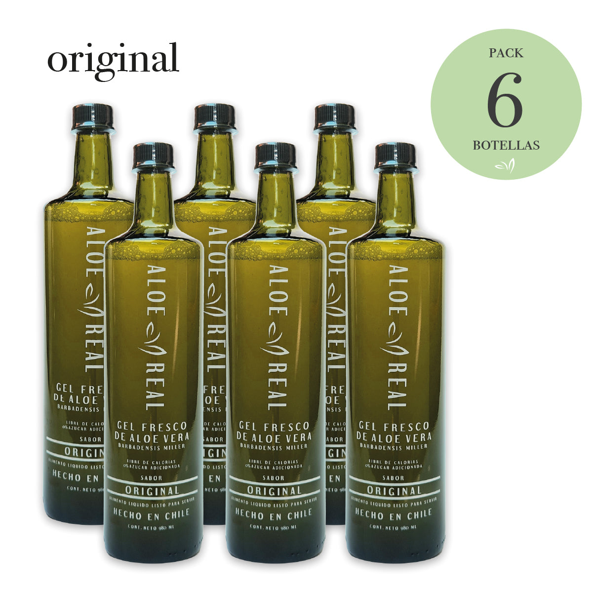 Pack 6 botellas - Gel de Aloe Vera 980 ml - Sabor Original