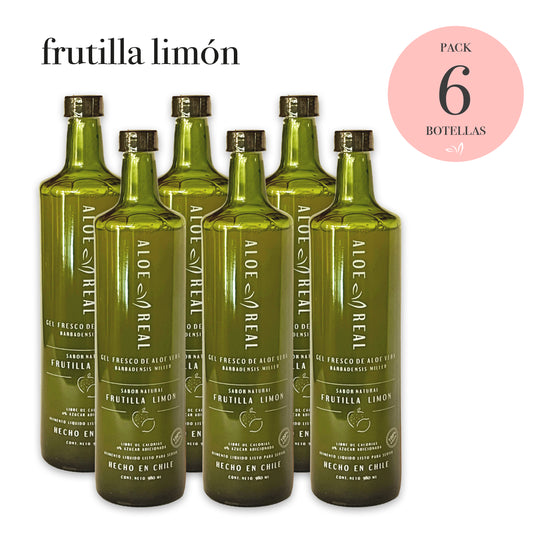 Pack 6 botellas - Gel de Aloe Vera 980 ml - Sabor Frutilla Limón