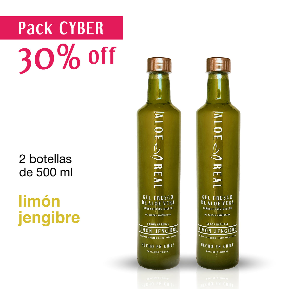 PACK 2 I Gel fresco de Aloe Vera - Sabor Limón Jengibre - 500 ml