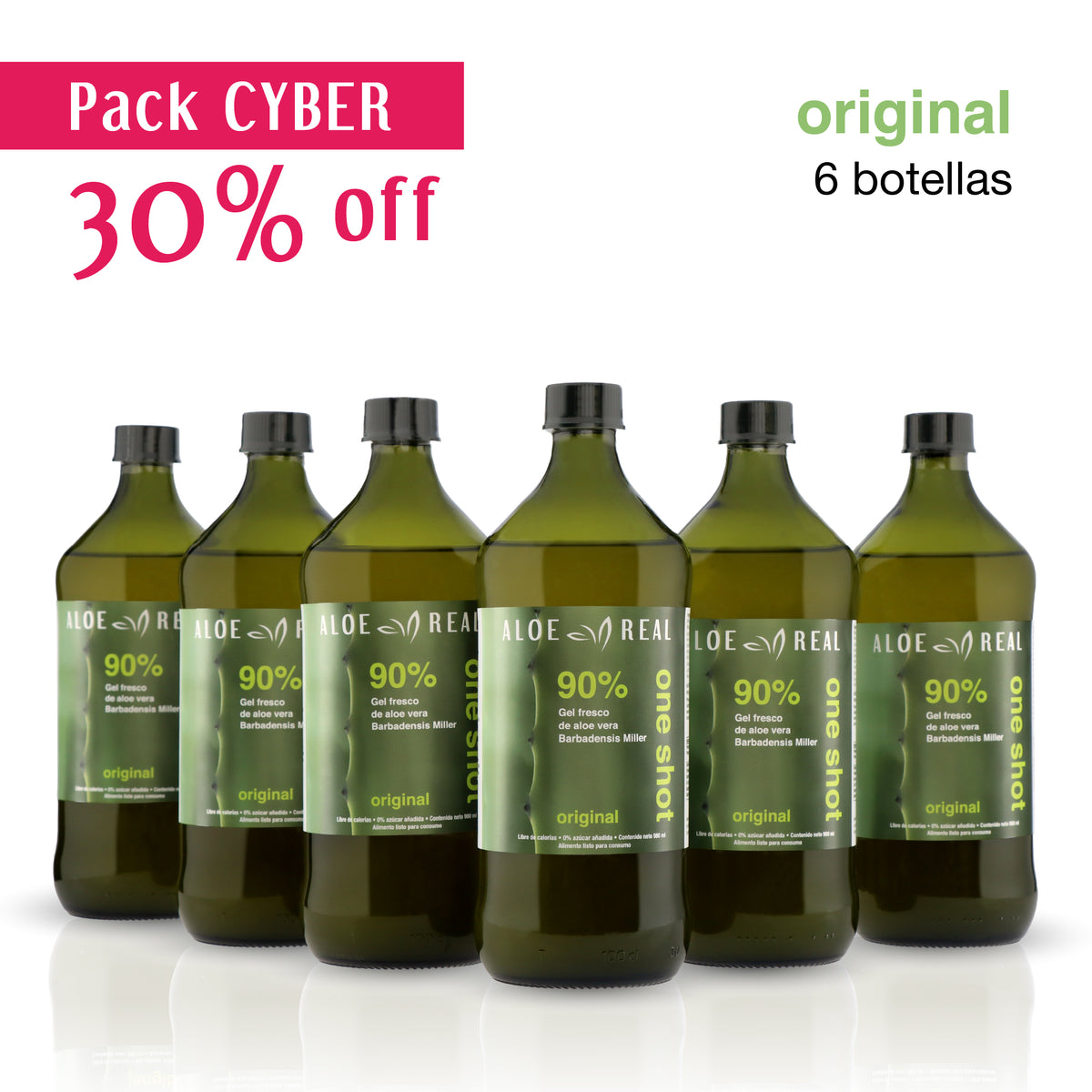 PACK 6 I Gel fresco de 90% Aloe Vera - Sabor Original - 980 ml