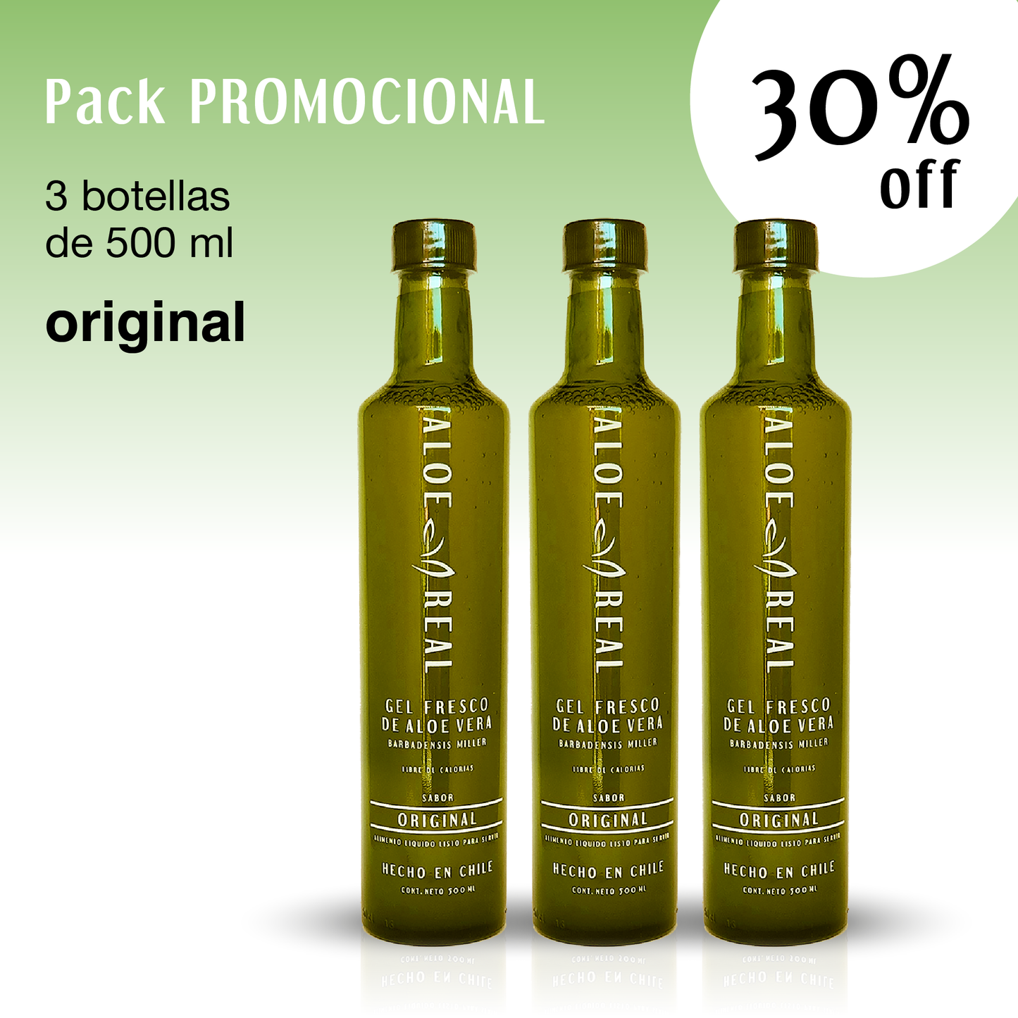 Pack 3 botellas- Gel fresco de Aloe Vera - Sabor Original - 500 ml