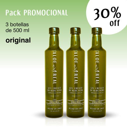 Pack 3 botellas- Gel fresco de Aloe Vera - Sabor Original - 500 ml