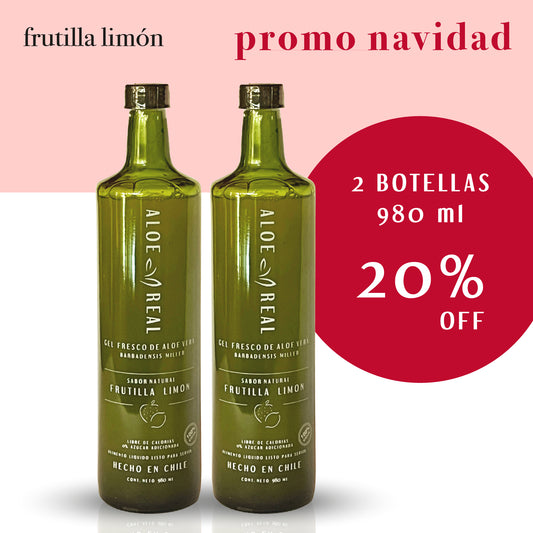 PACK NAVIDAD - Gel de Aloe Vera - Sabor Frutilla Limón - 2 botellas de 980 ml