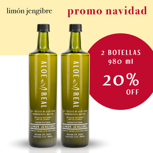 PACK NAVIDAD - Gel de Aloe Vera - Sabor Limón Jengibre - 2 botellas de 980 ml
