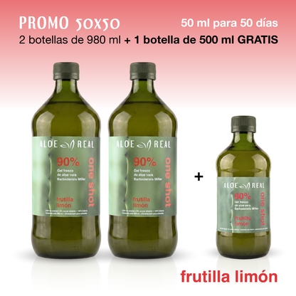Promo 50x50 - Gel fresco de Aloe Vera - Sabor Frutilla Limón