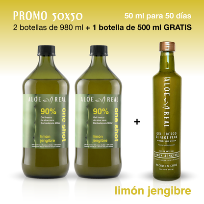 Promo 50x50 - Gel fresco de Aloe Vera - Sabor Limón Jengibre