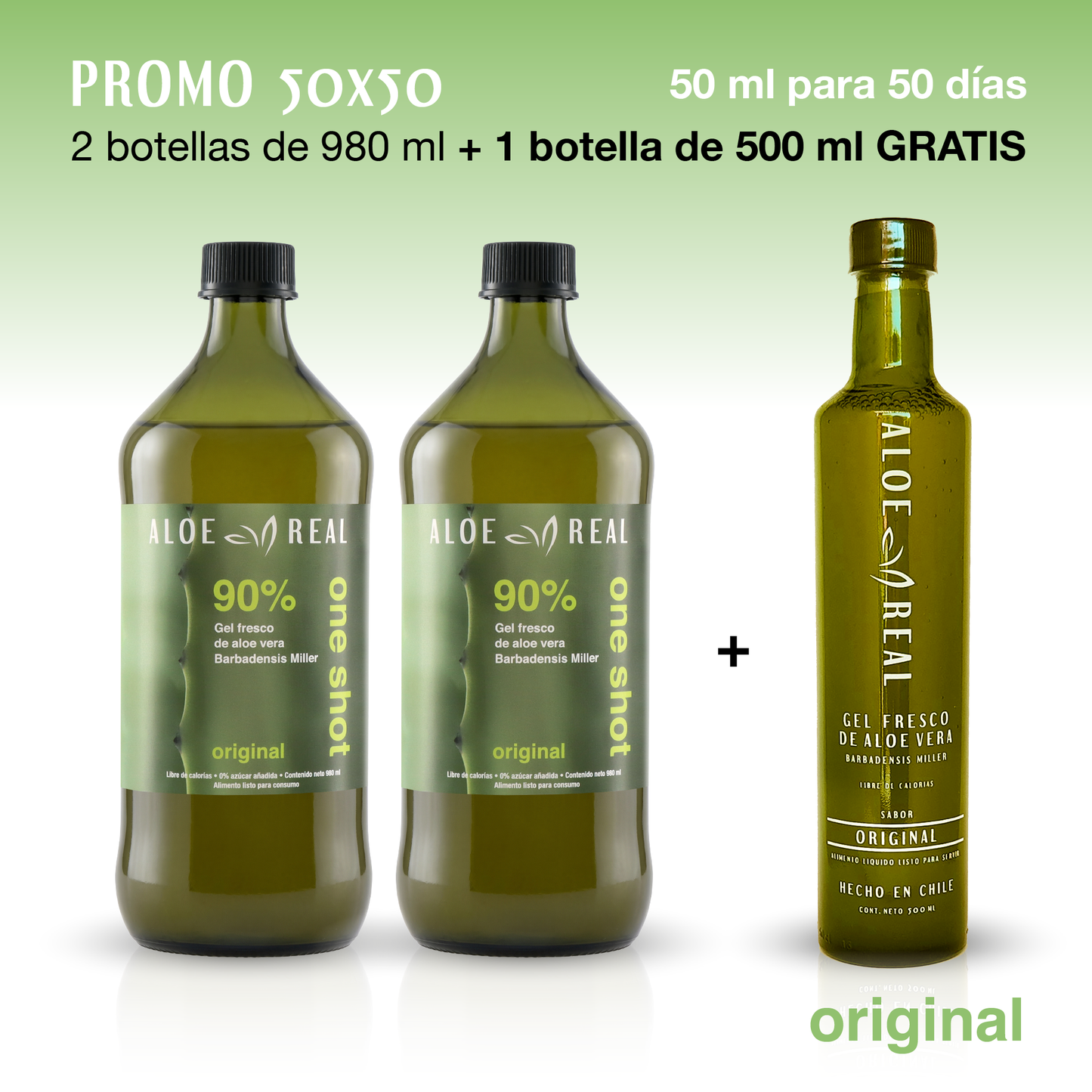 Promo 50x50 - Gel fresco de Aloe Vera - Sabor Original